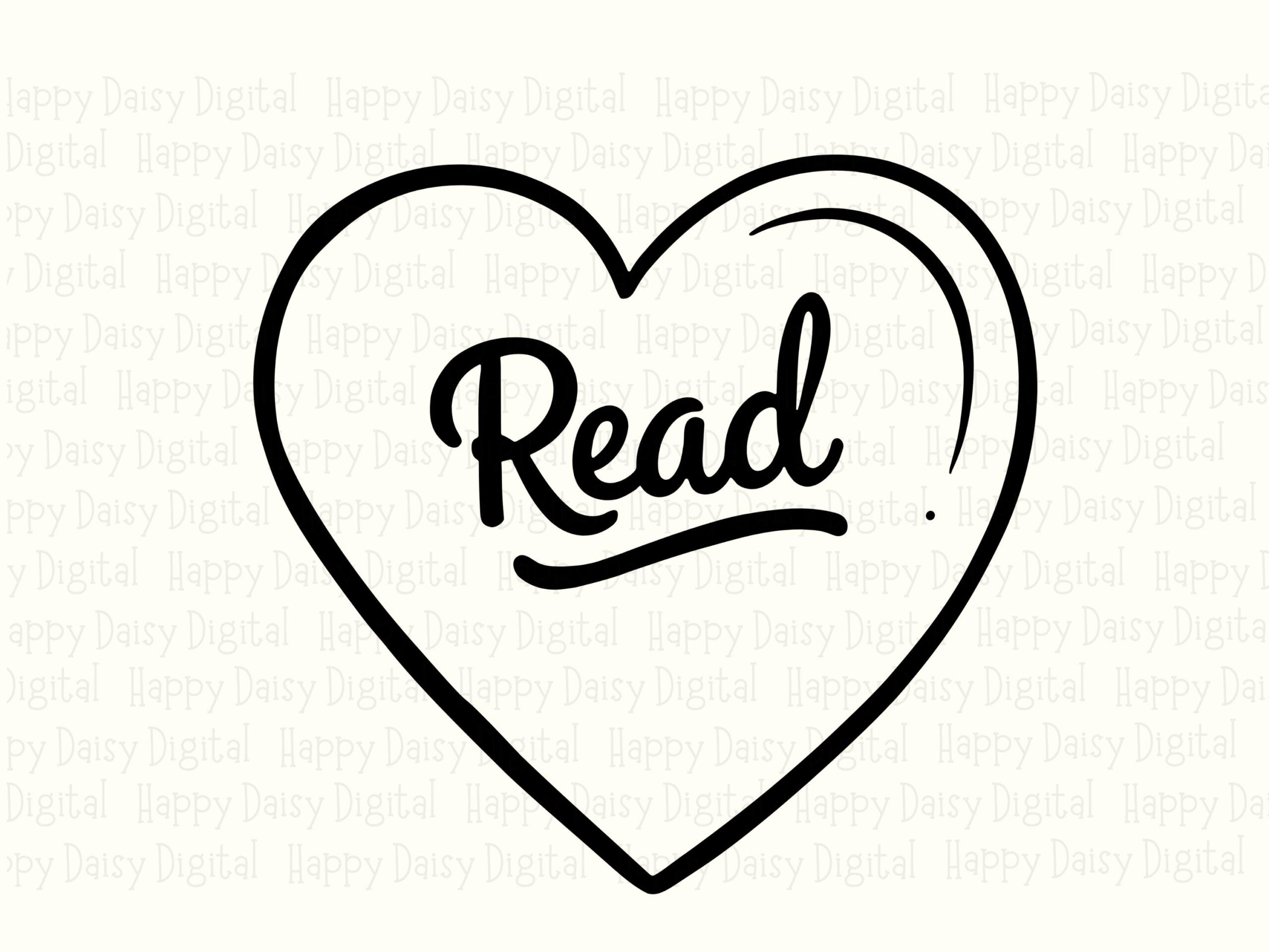 Read Heart Outline PNG SVG | Sublimation Commercial Use POD - Image 2