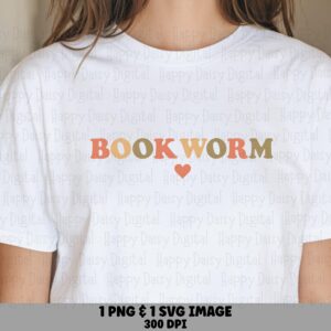 Bookworm Retro PNG SVG | Sublimation Commercial Use POD