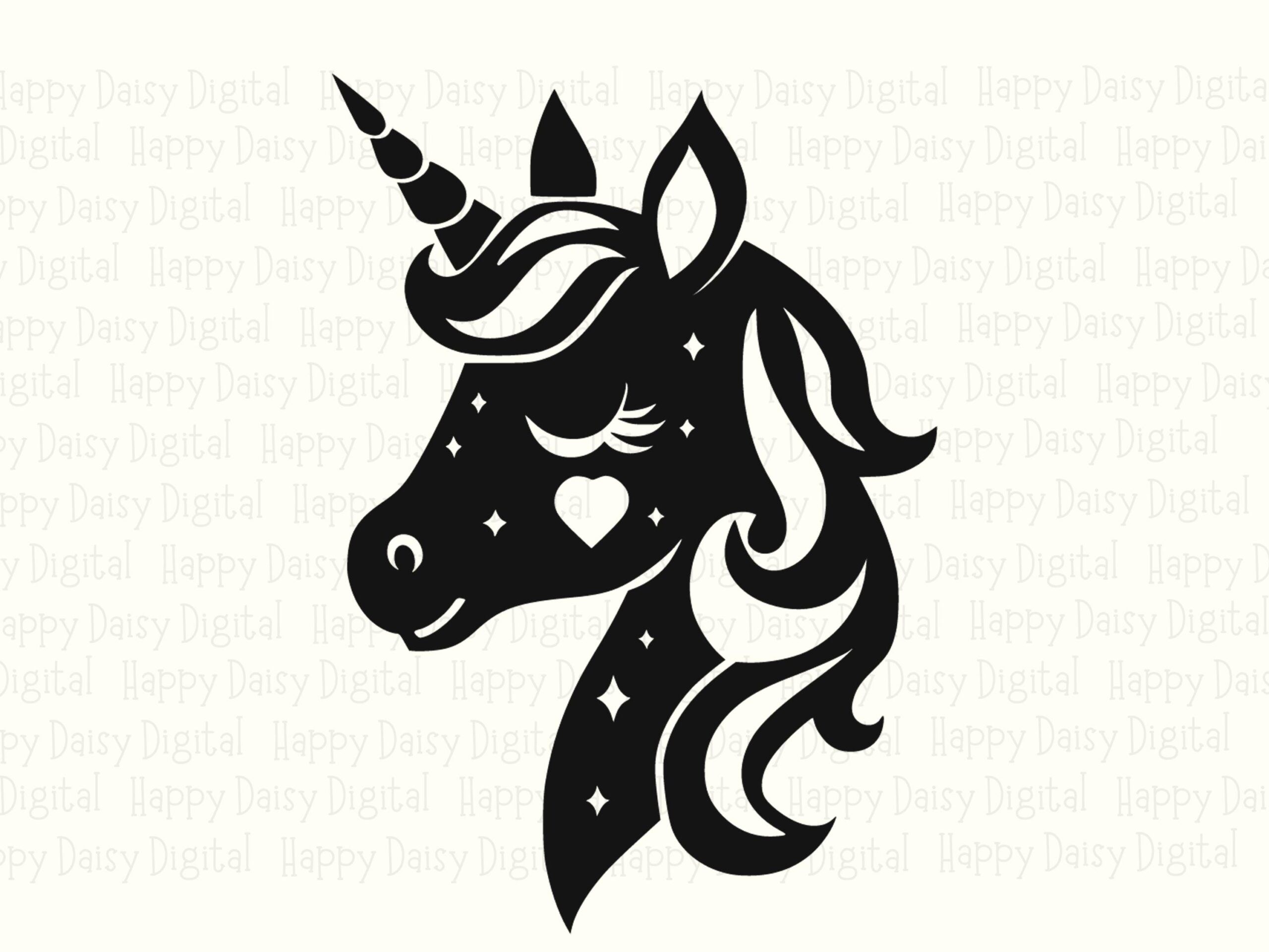 Unicorn Heart, Minimalist Head PNG | SVG File, Sparkle Accent Silhouette, Print-Ready 300DPI - Image 2
