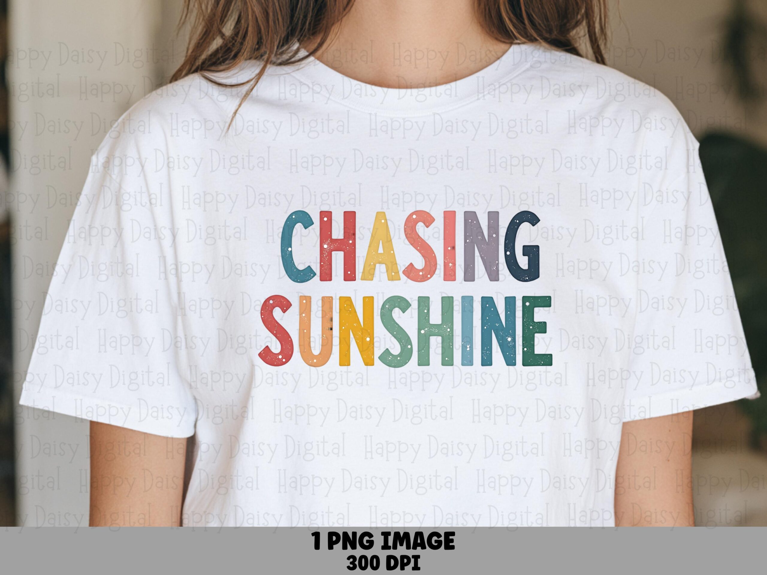 Chasing Sunshine, Retro Rainbow Typography PNG | Transparent 300 DPI, Sublimation Ready | POD Commercial License