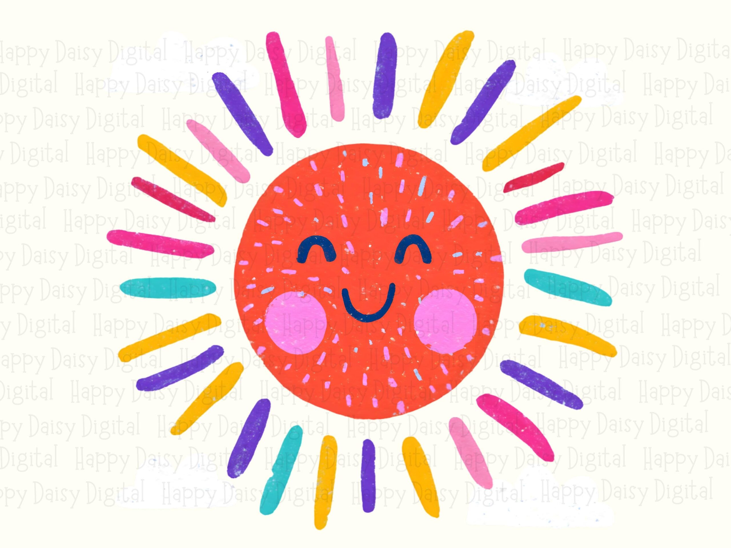 Sun PNG Design, Cheerful Smiling Clipart With Multicolor Rays | Sublimation, Commercial Use | 300 DPI Transparent - Image 2