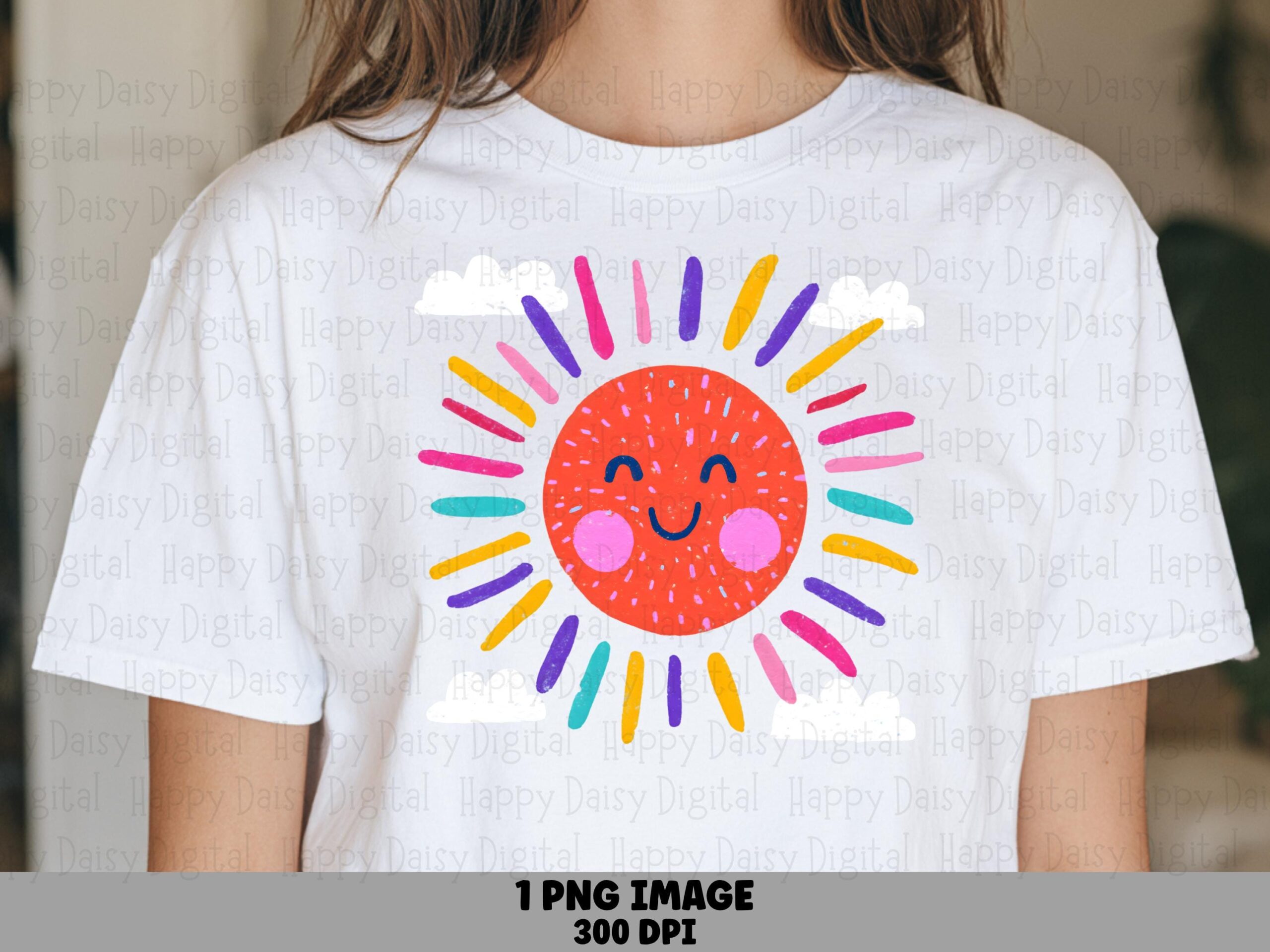 Sun PNG Design, Cheerful Smiling Clipart With Multicolor Rays | Sublimation, Commercial Use | 300 DPI Transparent