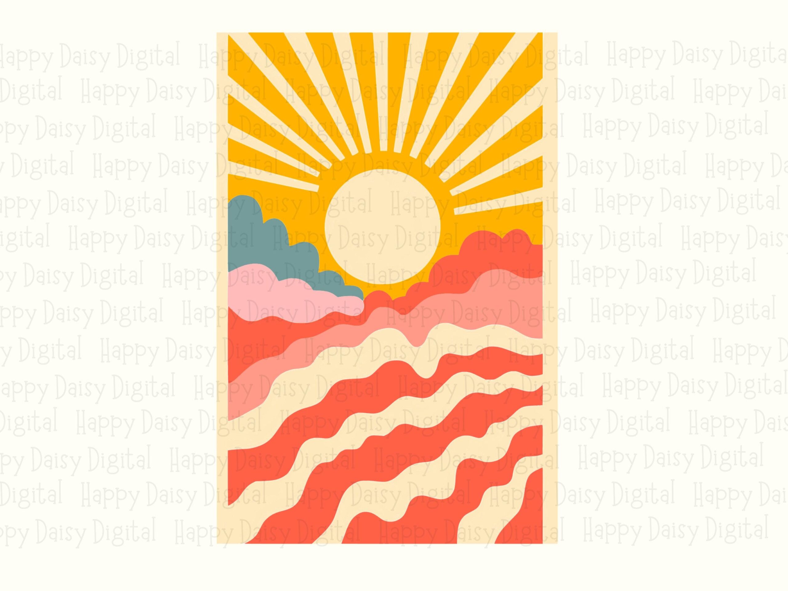 Retro Sunset, Boho Desert Sunrise PNG SVG Bundle | Sublimation, Commercial Use, 300 DPI Files - Image 2