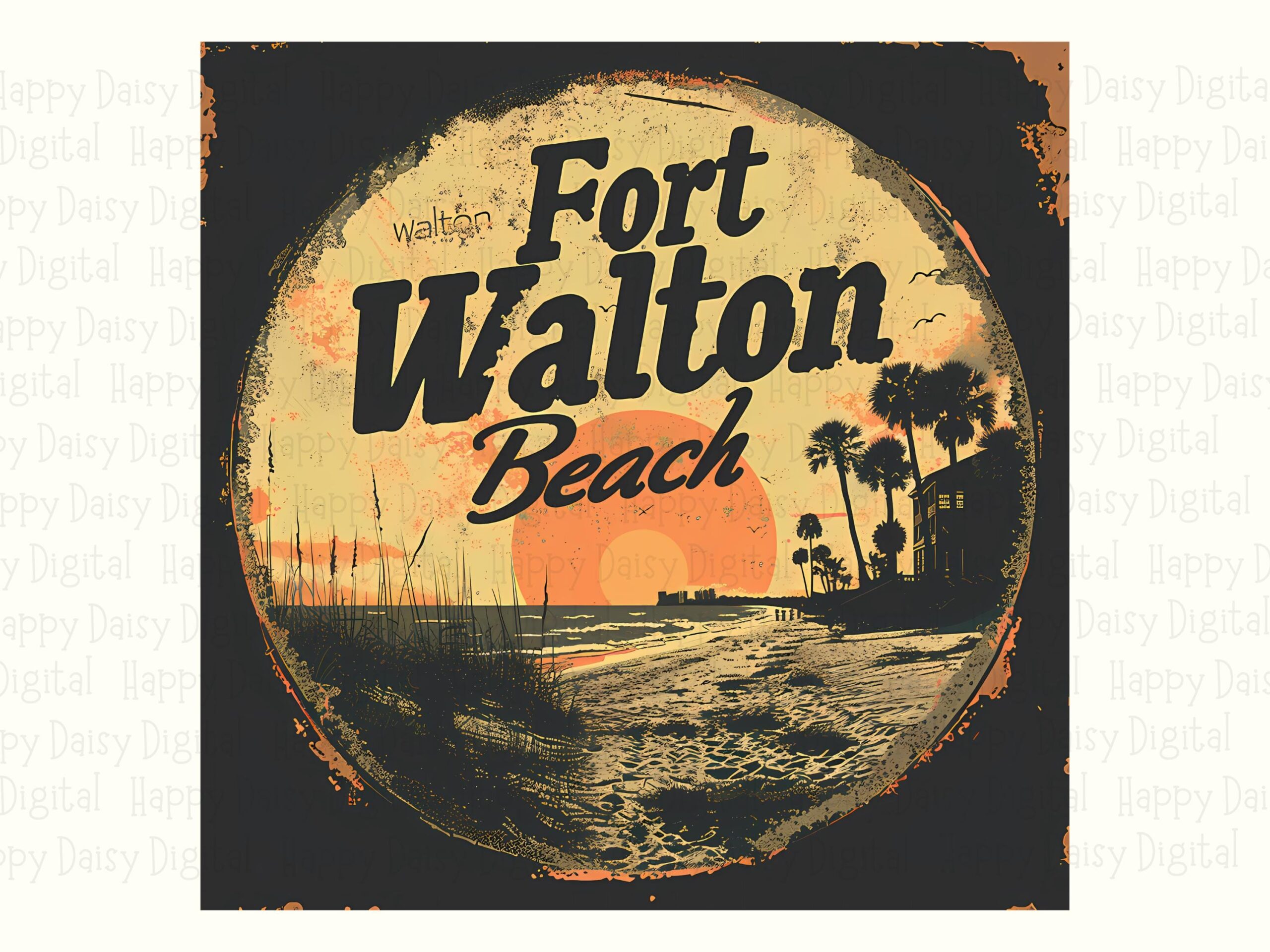 Fort Walton Beach, Vintage Circle Badge PNG | Sublimation Commercial Use, 300 DPI, Transparent Background - Image 2