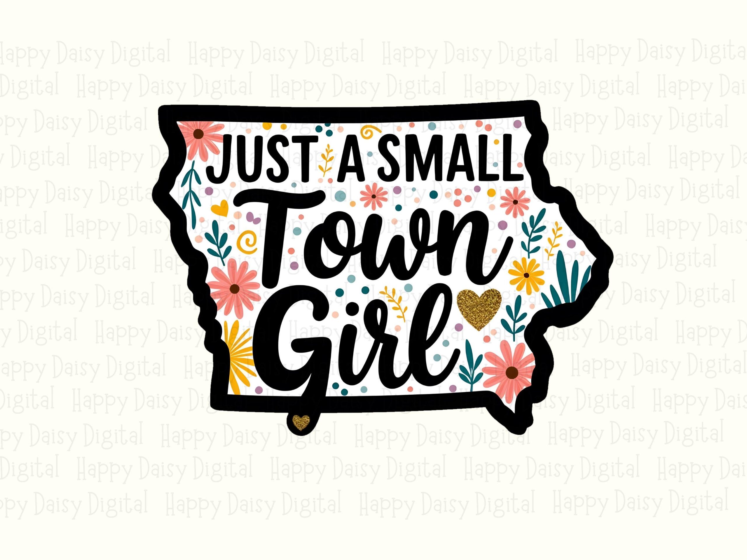 Iowa Floral Design, Small Town Girl Sublimation PNG | Commercial Use License, 300 DPI, Transparent Background - Image 2