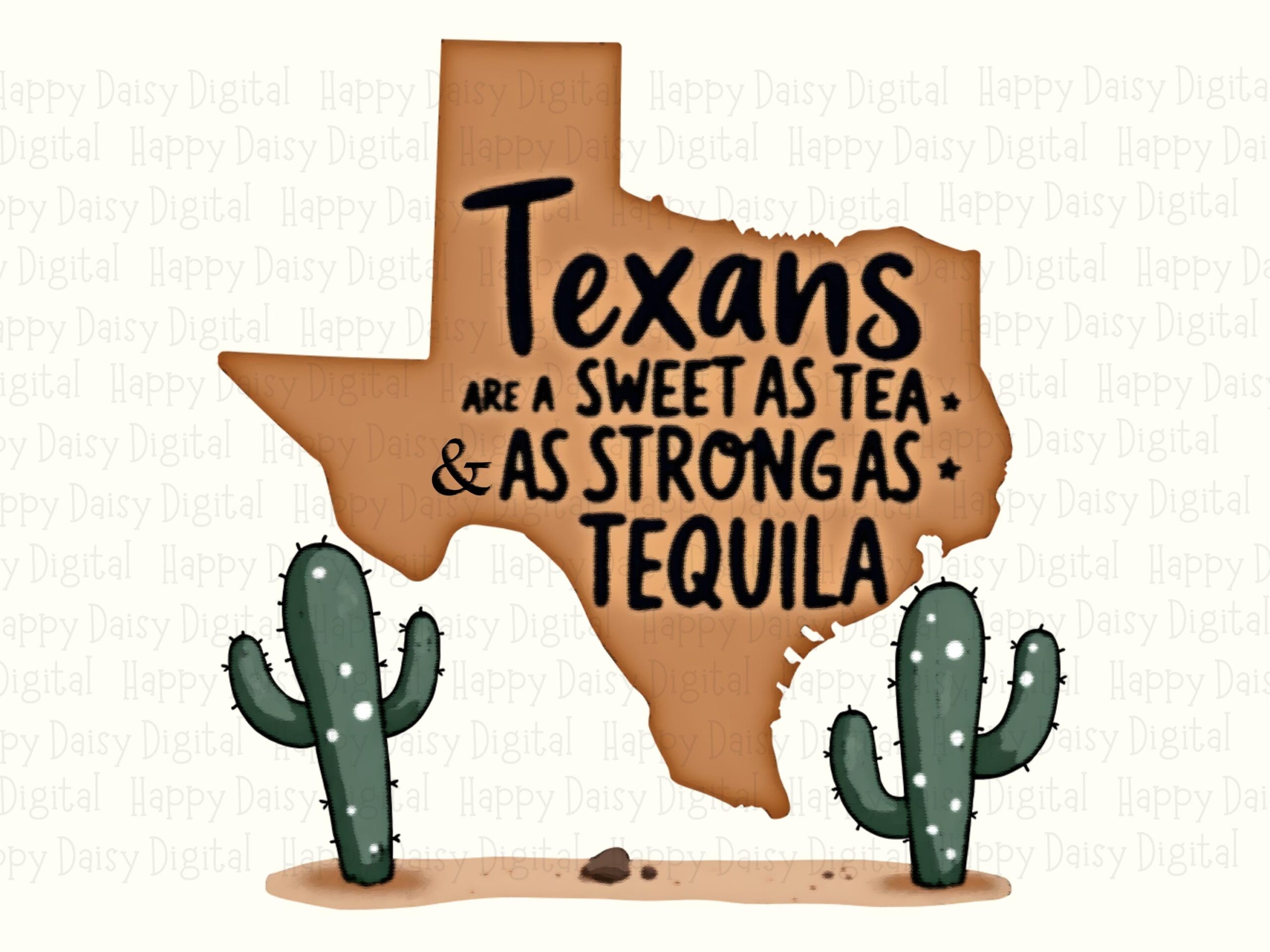 Sweet As Tea Texas, Cactus Quote PNG | Sublimation Commercial Use | 300 DPI, Print-Ready, POD-Friendly - Image 2