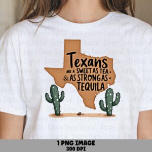 Sweet As Tea Texas, Cactus Quote PNG | Sublimation Commercial Use | 300 DPI, Print-Ready, POD-Friendly