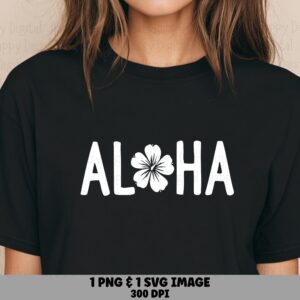Aloha Hibiscus Png, Bold Wordmark Svg | Sublimation Ready Files | Commercial Use License, Cricut Friendly