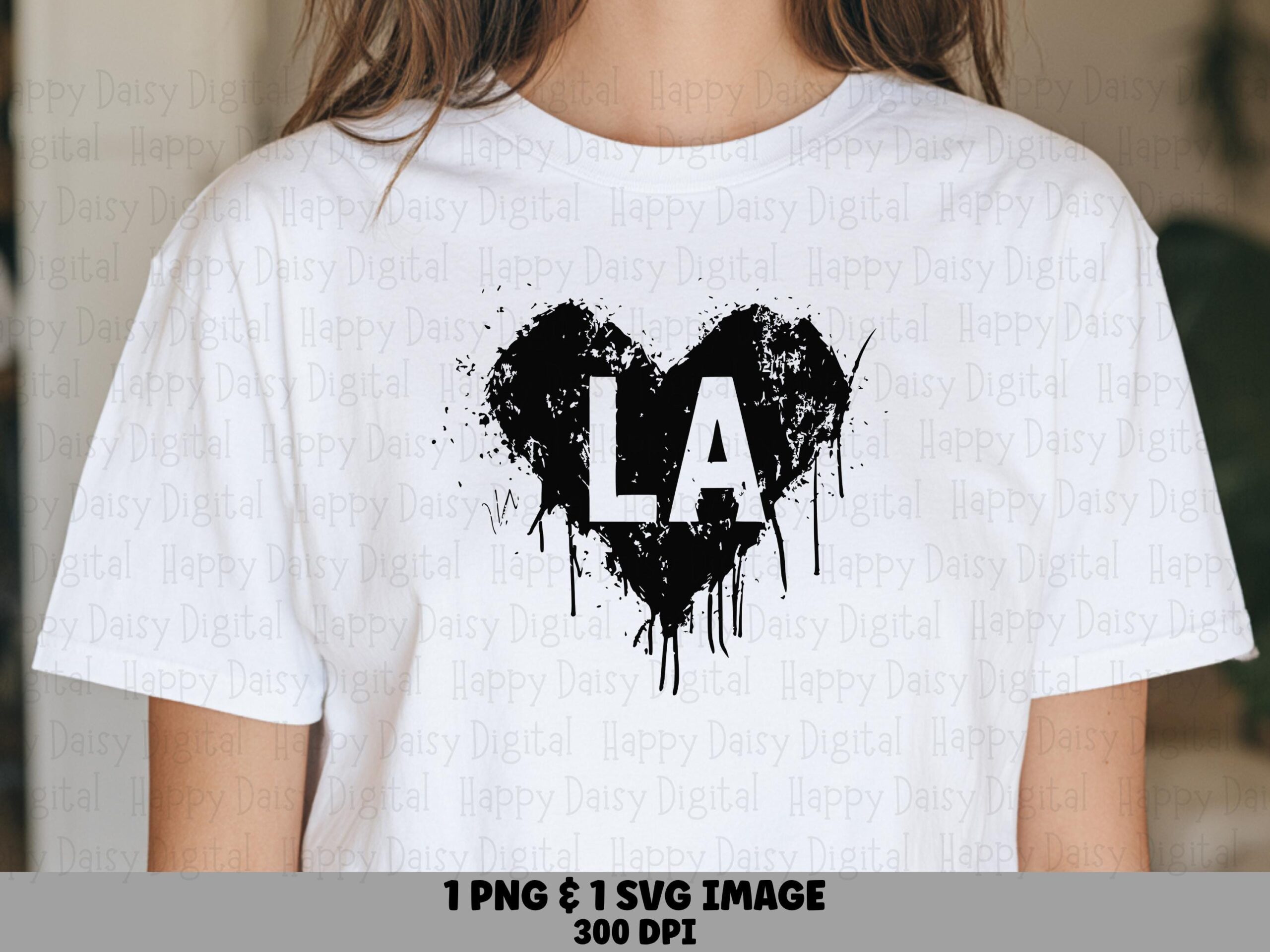 La Grunge Png, Distressed Heart Design Svg | LA Lettering Sublimation Clipart, Commercial Use, Print-Ready 300DPI