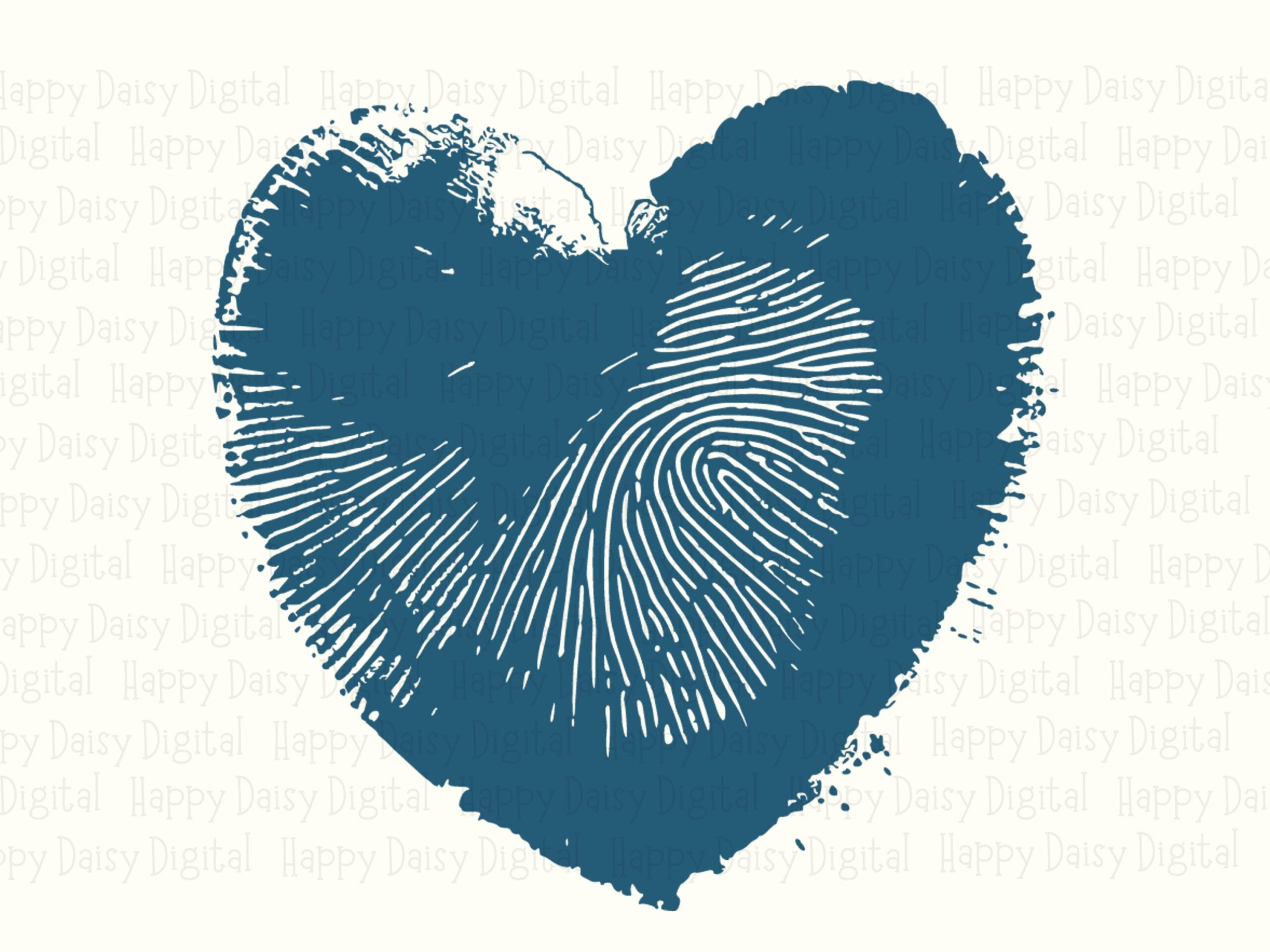 Fingerprint Heart, Teal Thumbprint Tee PNG | Sublimation Graphic | 300 DPI, Commercial Use, POD Ready, Cricut - Image 2