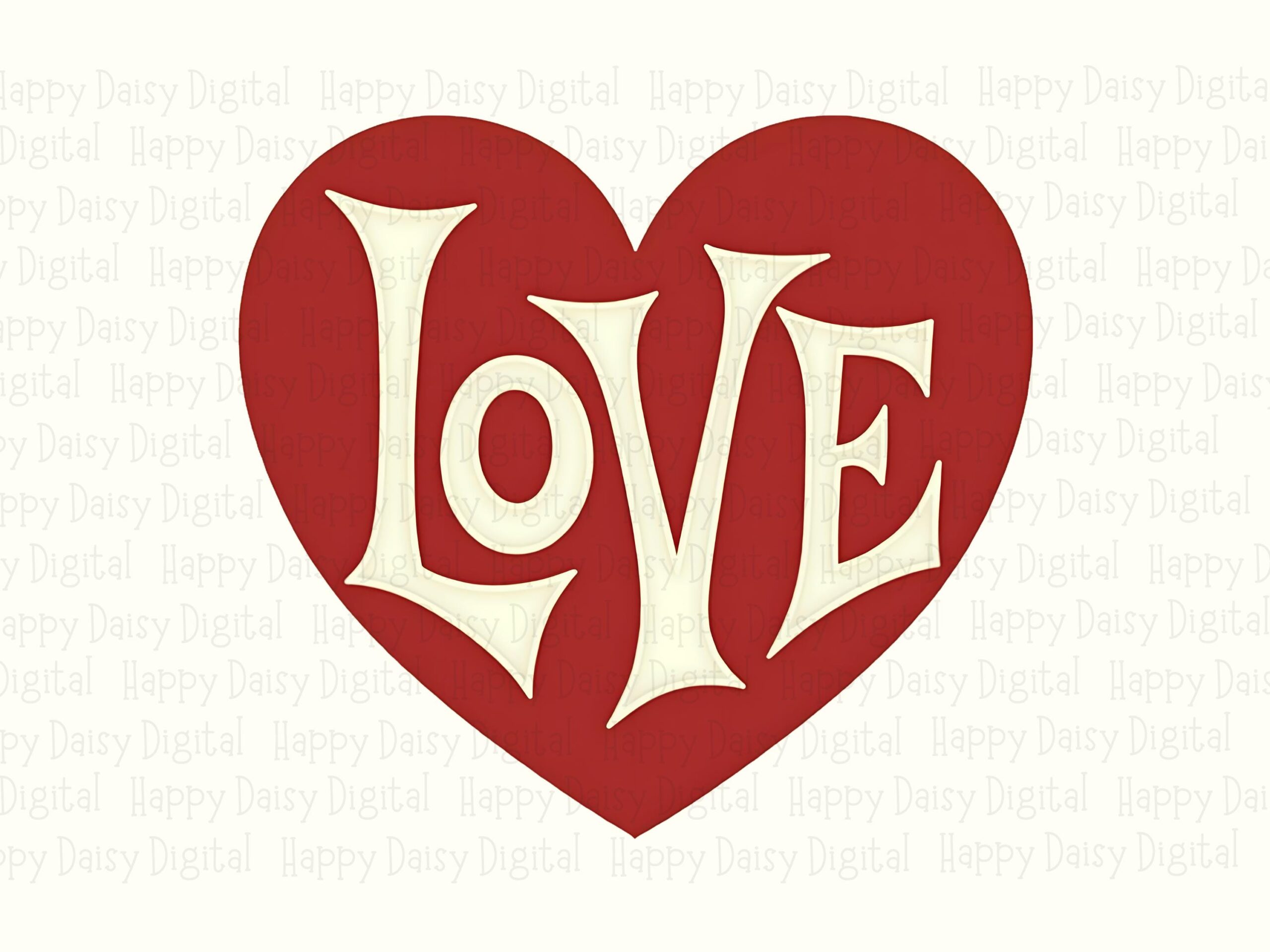 Love Heart, Retro Type PNG | Red Typography Graphic, 300 DPI, Commercial Use, POD Friendly - Image 2