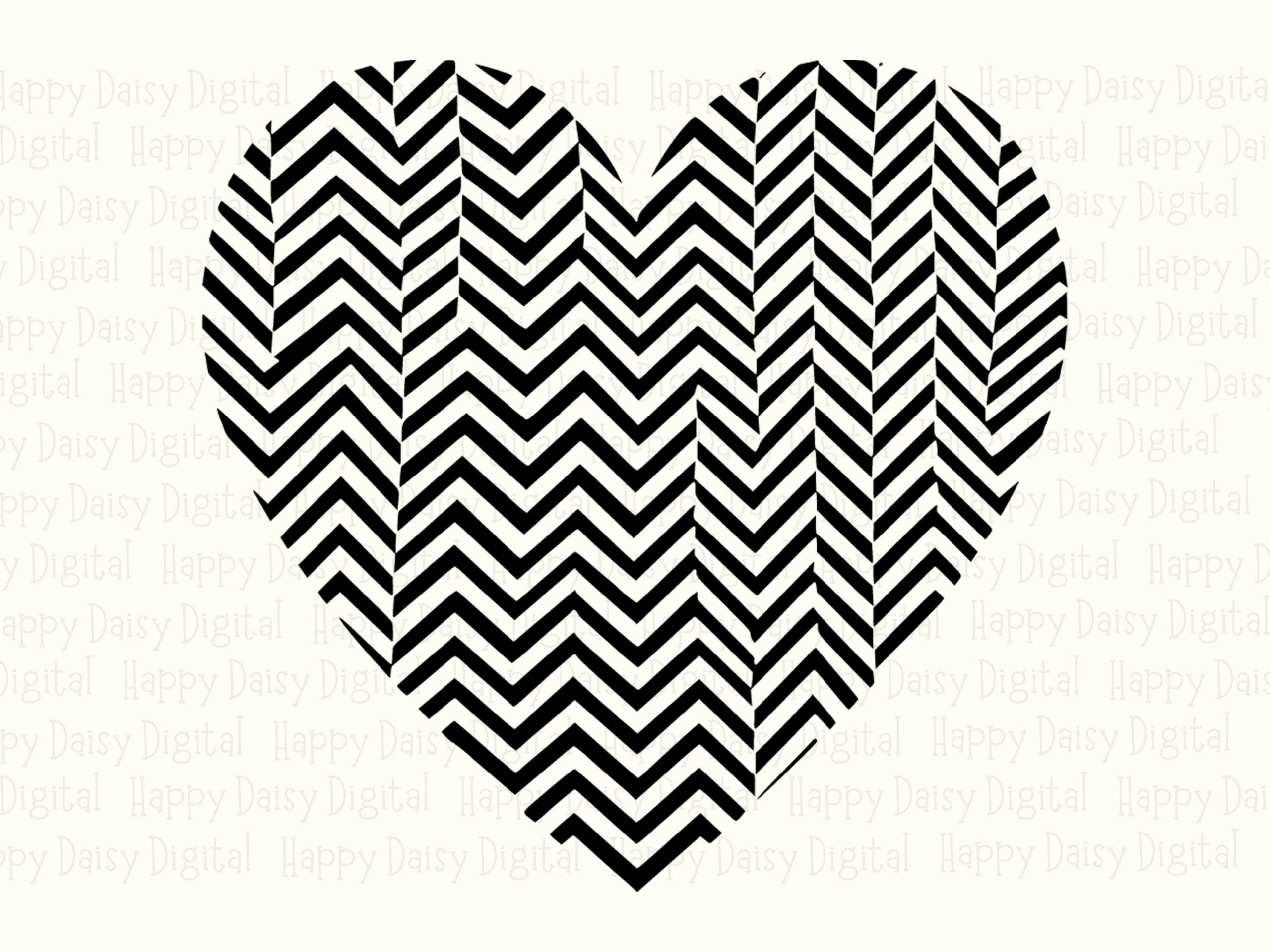 Chevron Heart, Modern Geometric Design, PNG SVG Files | Commercial Use - 300 DPI, Print Ready - Image 2