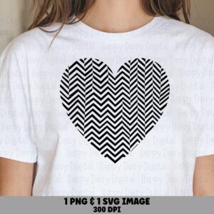 Chevron Heart, Modern Geometric Design, PNG SVG Files | Commercial Use - 300 DPI, Print Ready