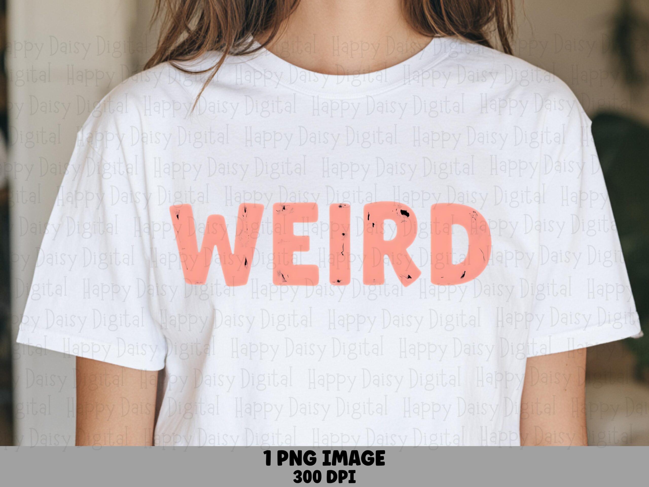 Weird Png, Distressed Coral Pink Sublimation Design | Transparent 300 DPI File, DTF Ready, Commercial Use