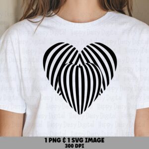 Op Art Heart, Bold Striped Optical Illusion PNG, SVG | Digital Clipart | 300 DPI, Commercial License