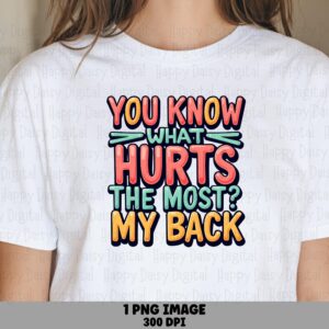My Back Png, Colorful Coral Teal Yellow 3D Quote | Sublimation, DTF Design, 300DPI Digital Download