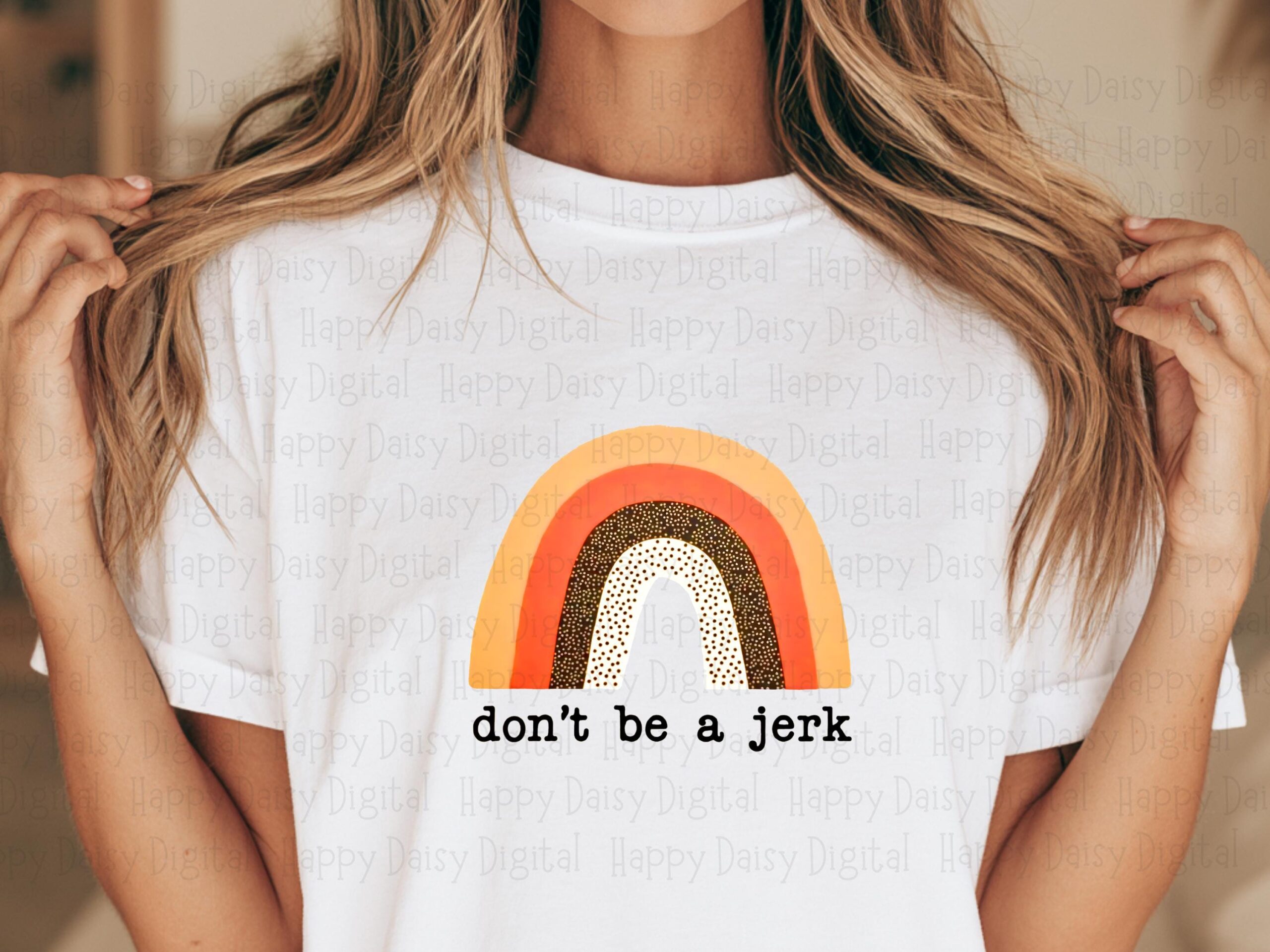 Dont Be A Jerk, Boho Rainbow Sublimation PNG, Leopard Accent - Typewriter Quote | Print-Ready 300 DPI, Commercial Use