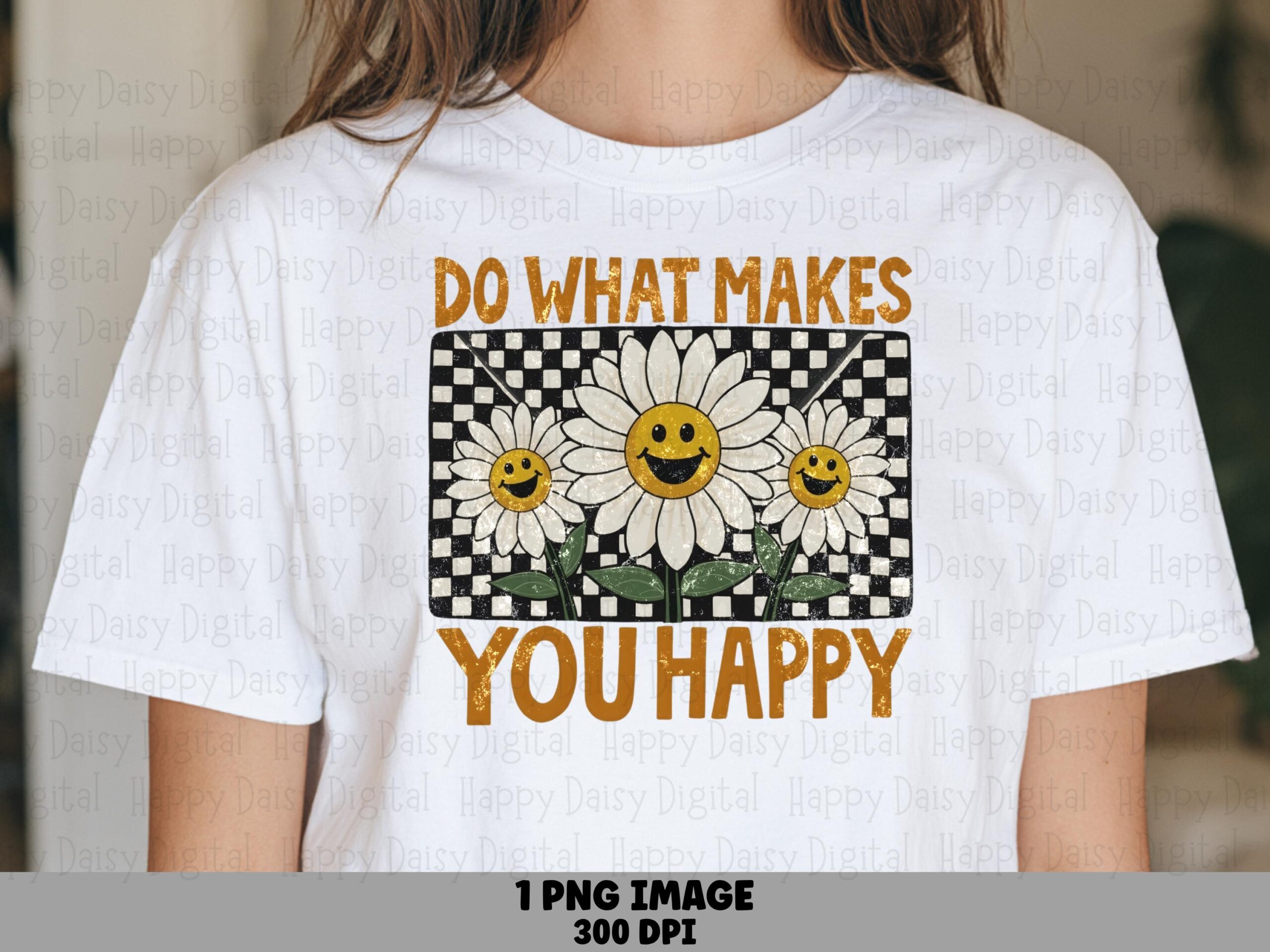 Do What Makes Happy, Retro Daisy Smiley PNG | Sublimation DTF File | Commercial Use, 300 DPI