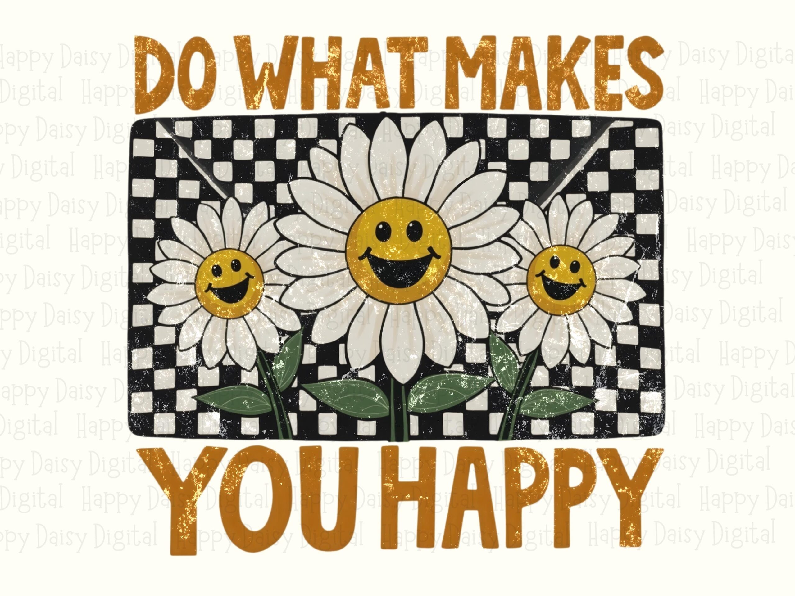 Do What Makes Happy, Retro Daisy Smiley PNG | Sublimation DTF File | Commercial Use, 300 DPI - Image 2