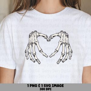 Skeleton Hands Heart PNG SVG | Sublimation Commercial Use POD