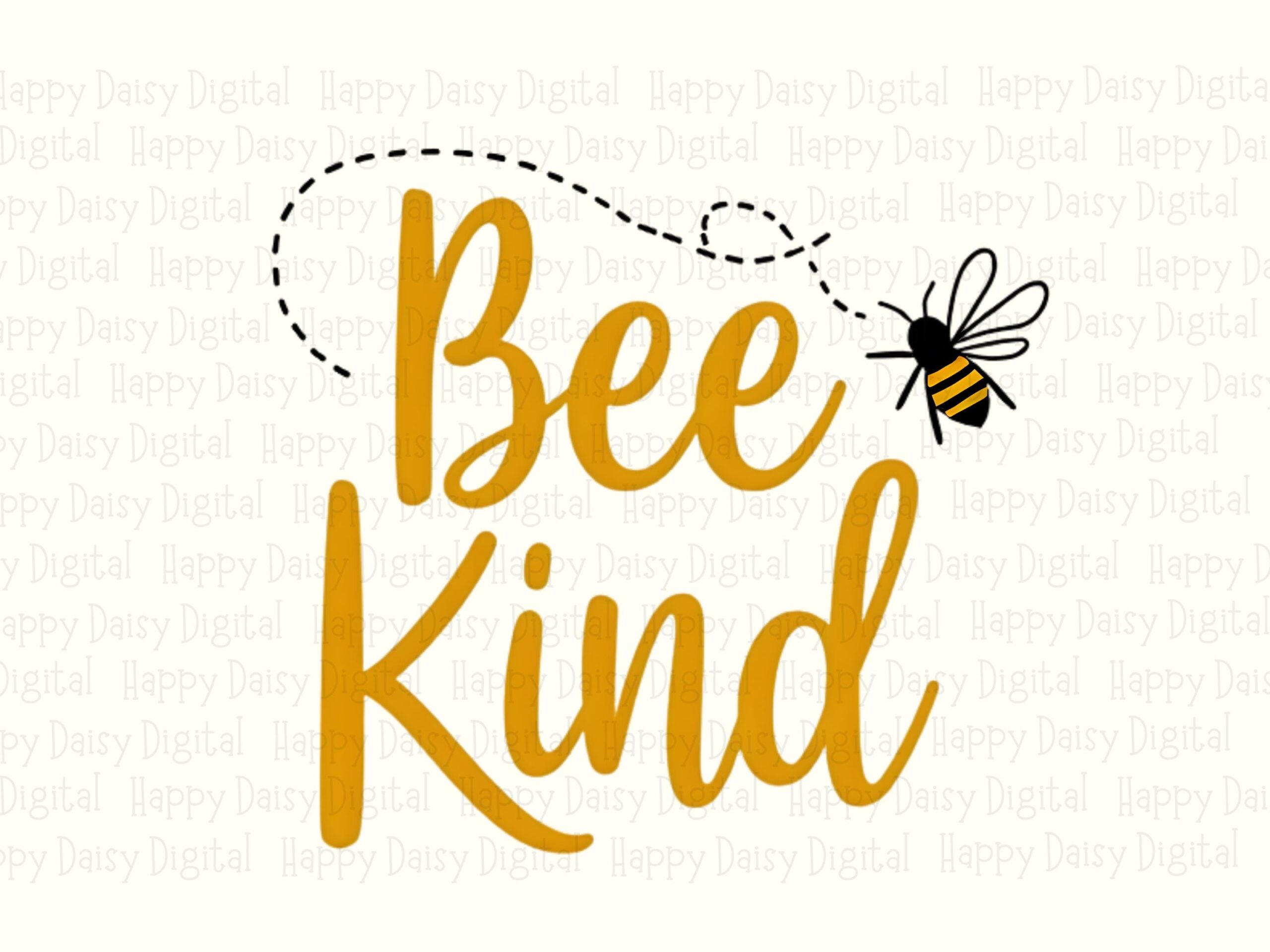 Bee Kind Png, Gold Script Design, Honeybee Lettering, Transparent 300 DPI, Sublimation DTF For POD, Commercial Use - Image 2