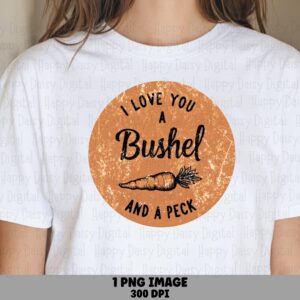 Bushel And A Peck, Cute Sublimation PNG | Distressed Orange Carrot Lettering, 300DPI, Commercial Use