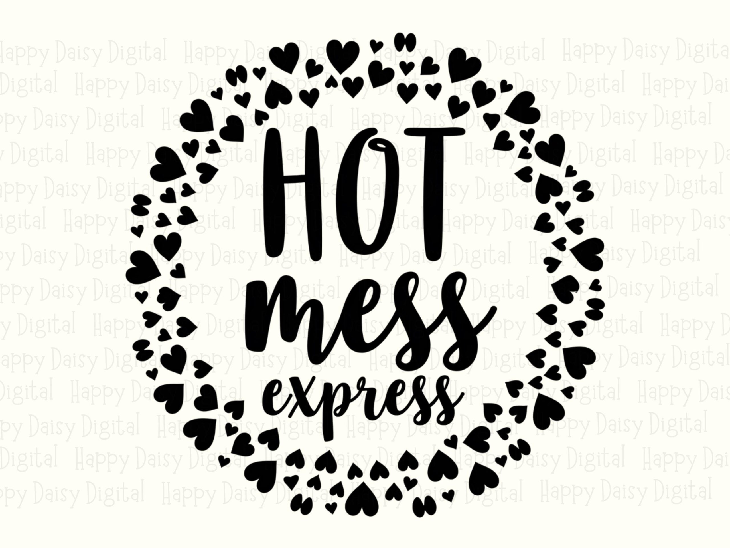 Hot Mess Express, Funny Heart Wreath PNG For POD | Sublimation, DTF, Transparent, 300 dpi Commercial License - Image 2