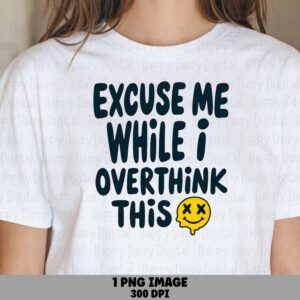 Overthink This, Wavy Melting Smiley Design, Funny Quote PNG | Sublimation DTF, Transparent 300 DPI