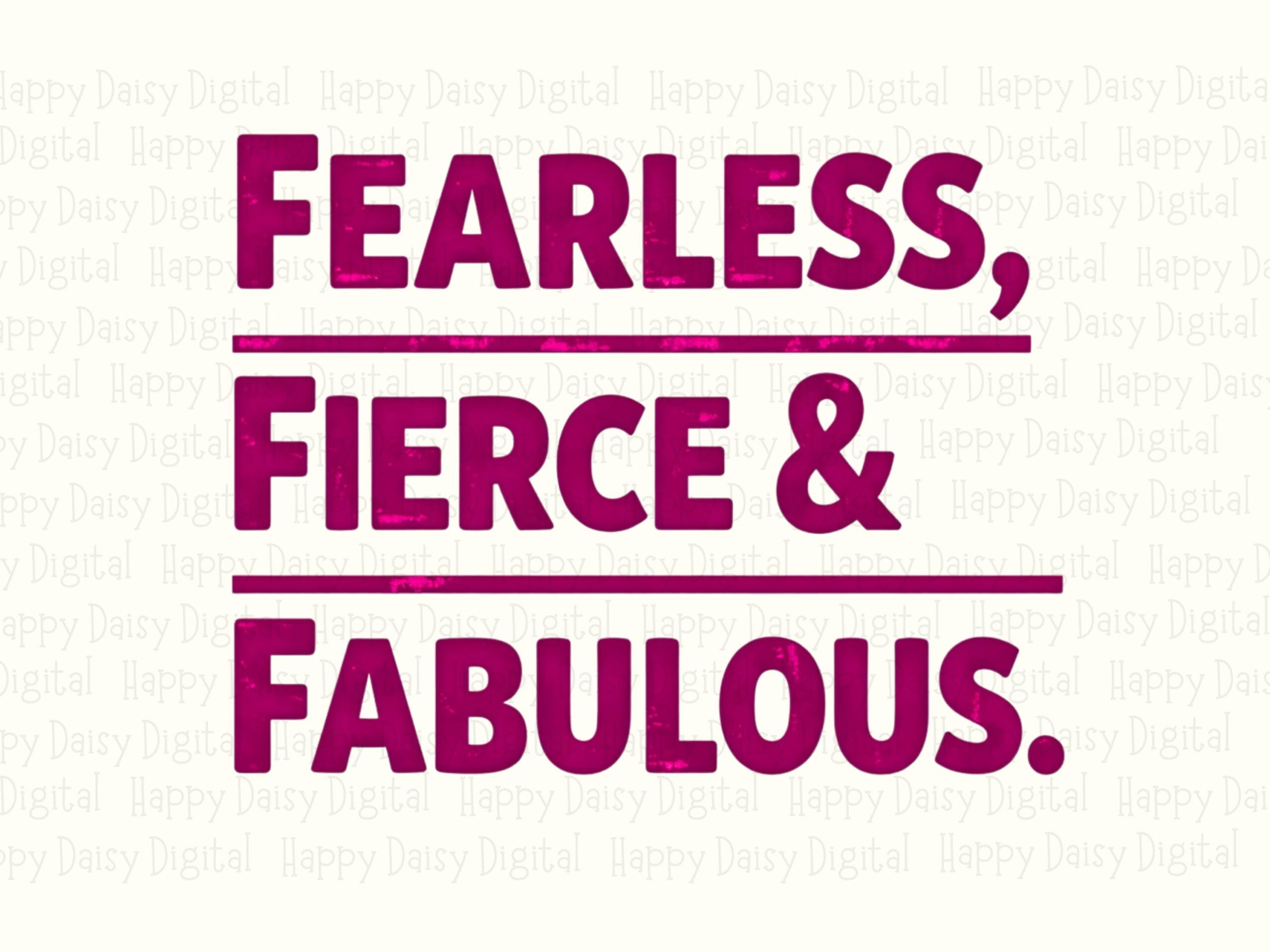 Fearless Fierce, Empowerment PNG Design | Magenta Bold Lettering, Transparent 300 dpi | Sublimation DTF POD - Image 2