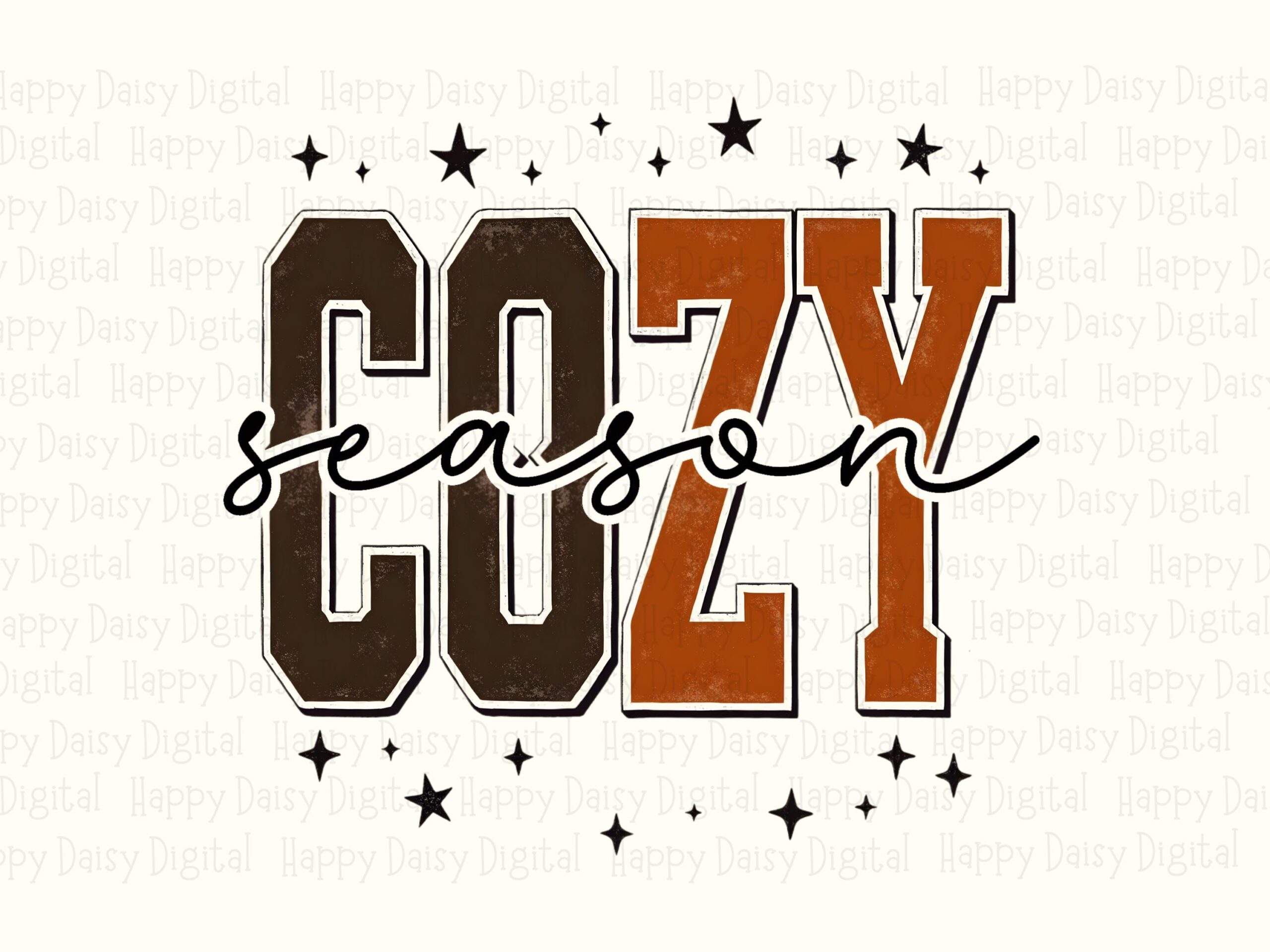 Cozy Season PNG, Varsity Script Design | Brown Sublimation Graphic | 300 DPI, For Tumblers, Mugs, Apparel, POD - Image 2