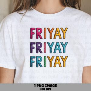 Friyay Png, Rainbow Scribble Sublimation Design | DTF Printable, Commercial License, Transparent