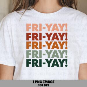 Friyay Png, Retro Earthtones Stacked Text Design, Commercial | Transparent 300 DPI | Sublimation, DTF