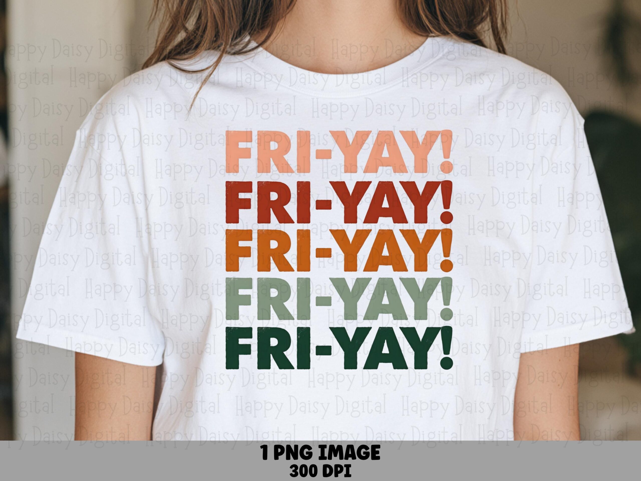 Friyay Png, Retro Earthtones Stacked Text Design, Commercial | Transparent 300 DPI | Sublimation, DTF