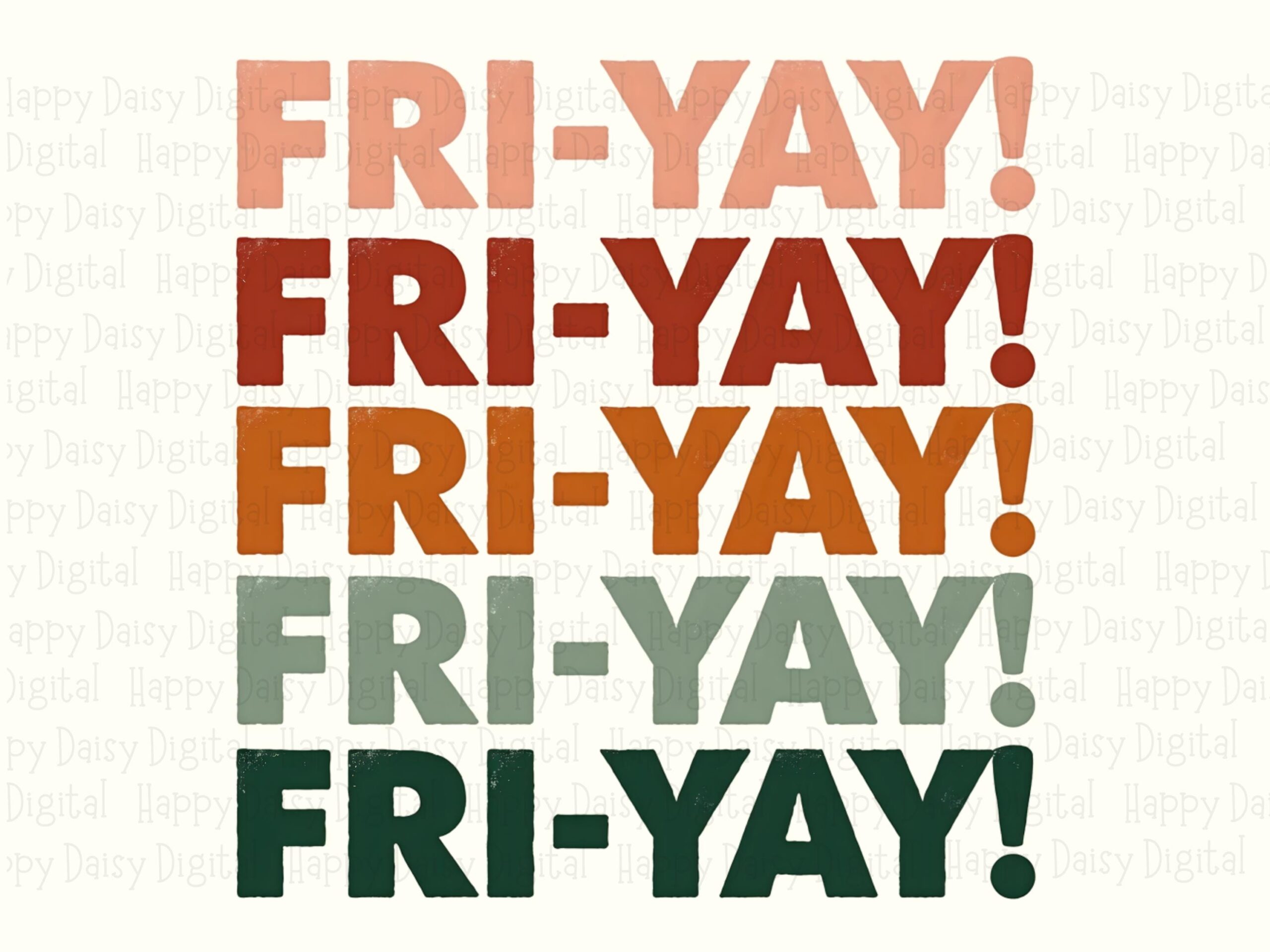 Friyay Png, Retro Earthtones Stacked Text Design, Commercial | Transparent 300 DPI | Sublimation, DTF - Image 2