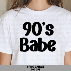 90S Babe, Retro Nineties Sublimation PNG | Commercial Use, 300 DPI, Print-Ready, For POD, Tumblers, Mugs, Tote Bags