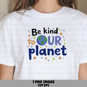 Kind Planet Png, Hand-Lettered Earth Day Design - Globe With Stars, Transparent Background | 300DPI, Commercial Use