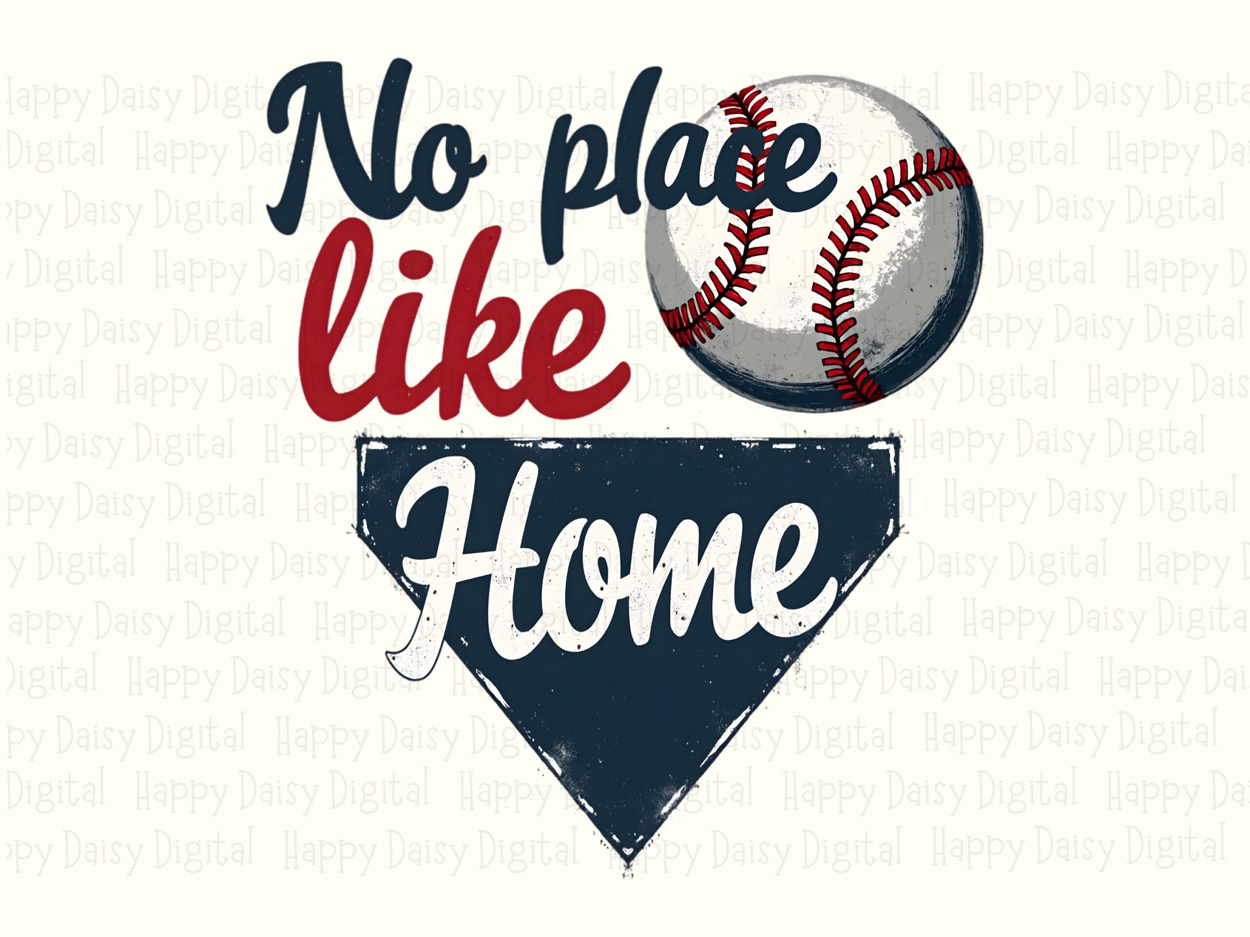 No Place Like Home, Distressed Baseball Design PNG | Sublimation Clipart, Commercial Use | For POD Sellers - Image 2