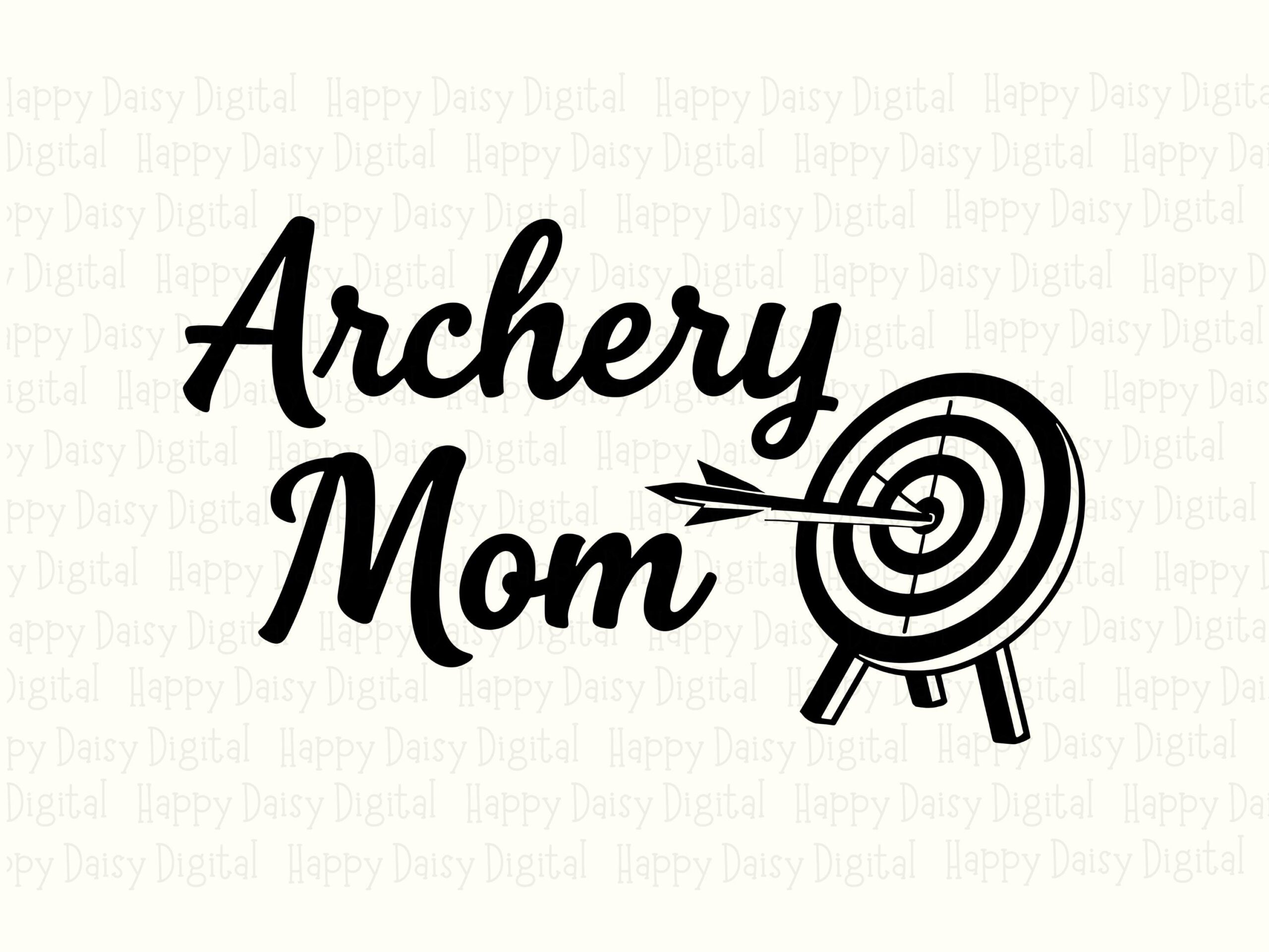 Archery Mom Script PNG & SVG, Black Cursive Line Art Target - Sublimation Design, Commercial Use - Image 2