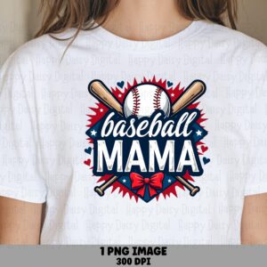 Baseball Mama, Starburst Clipart - Crossed Bats Design | Commercial Sublimation File, 300 DPI, PNG