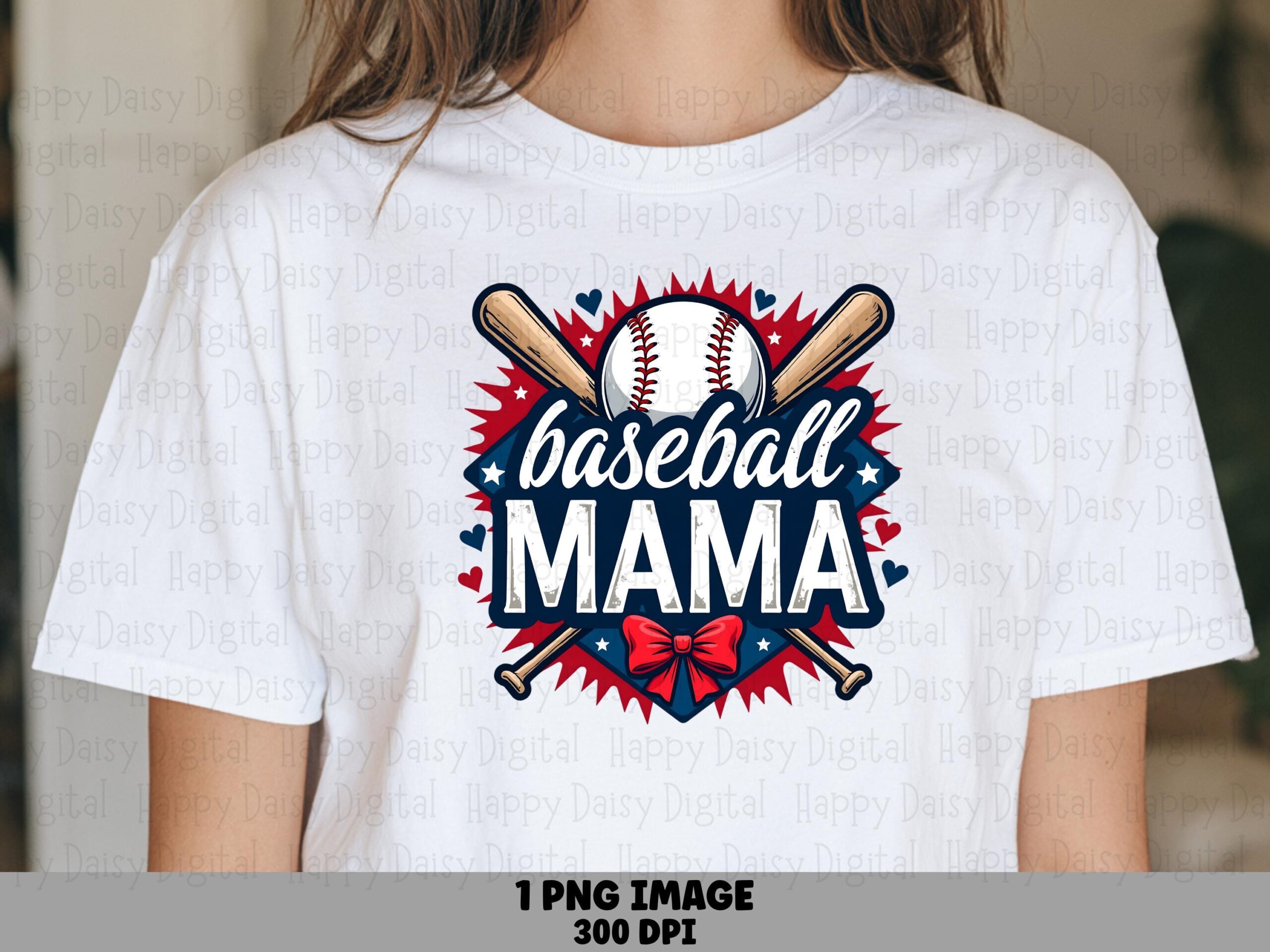 Baseball Mama, Starburst Clipart - Crossed Bats Design | Commercial Sublimation File, 300 DPI, PNG