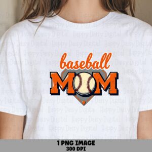 Baseball Mom, Vintage Home Plate PNG | Distressed Orange Navy Design | Commercial Use, Sublimation 300 DPI