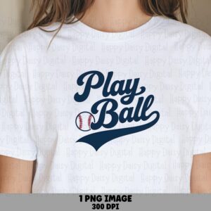 Play Ball, Navy Script PNG | Sublimation Commercial Use, Baseball Swoosh Clipart (300 DPI, Print Ready)