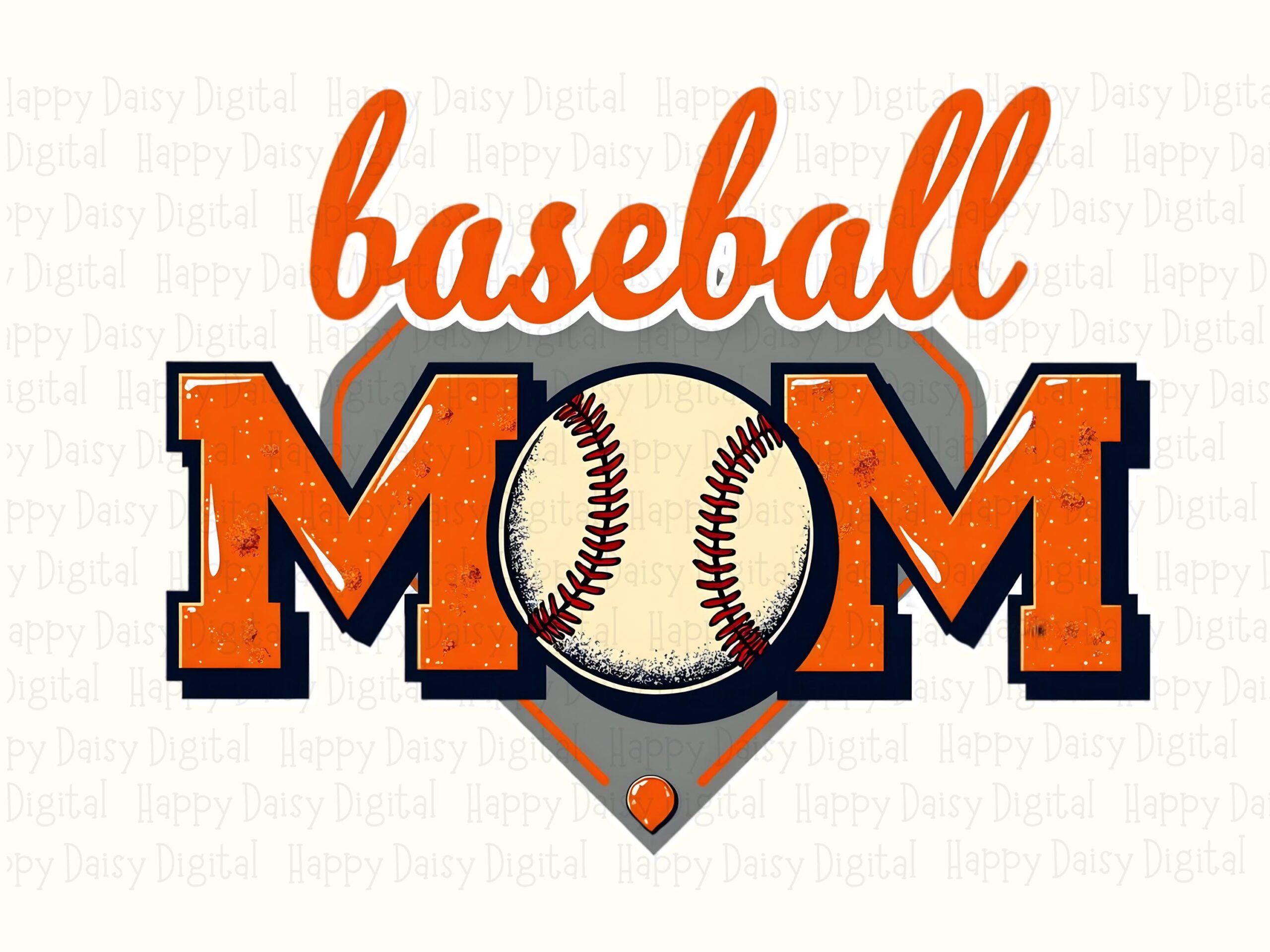 Baseball Mom, Vintage Home Plate PNG | Distressed Orange Navy Design | Commercial Use, Sublimation 300 DPI - Image 2