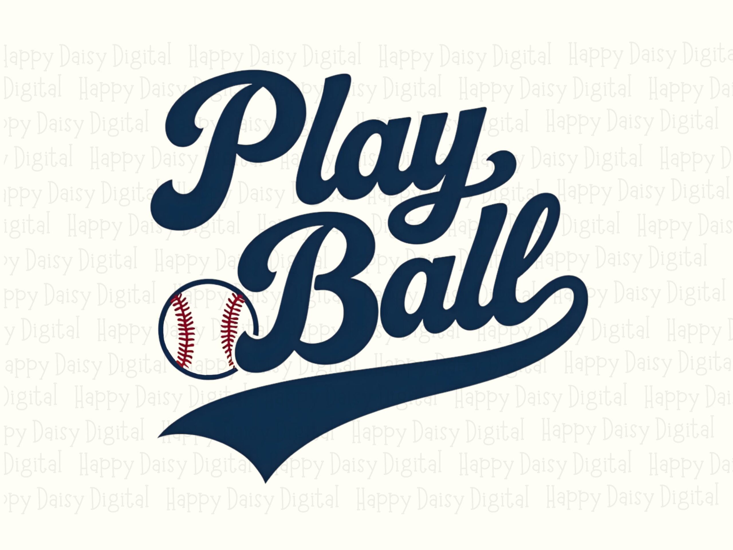 Play Ball, Navy Script PNG | Sublimation Commercial Use, Baseball Swoosh Clipart (300 DPI, Print Ready) - Image 2