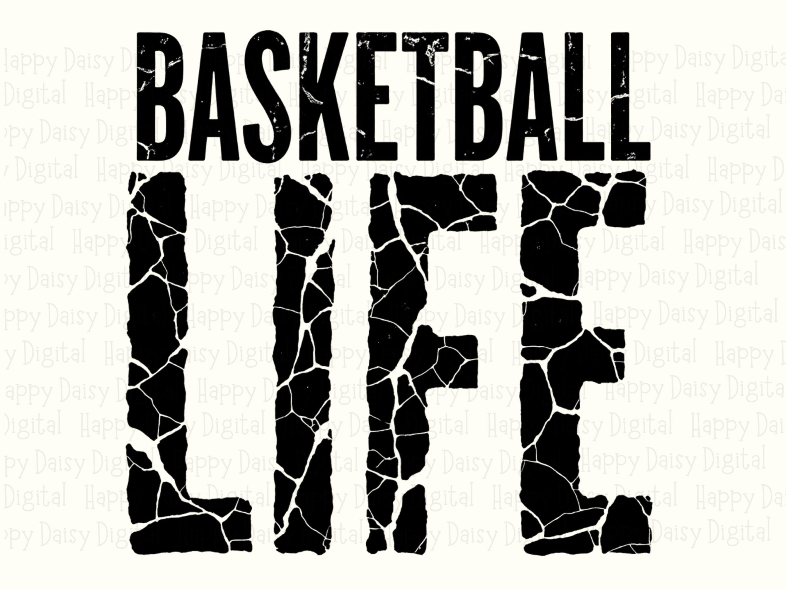 Basketball Life, Distressed Cracked Text PNG - Sublimation Graphic | Black Block Font | 300 DPI Commercial Use - Image 2