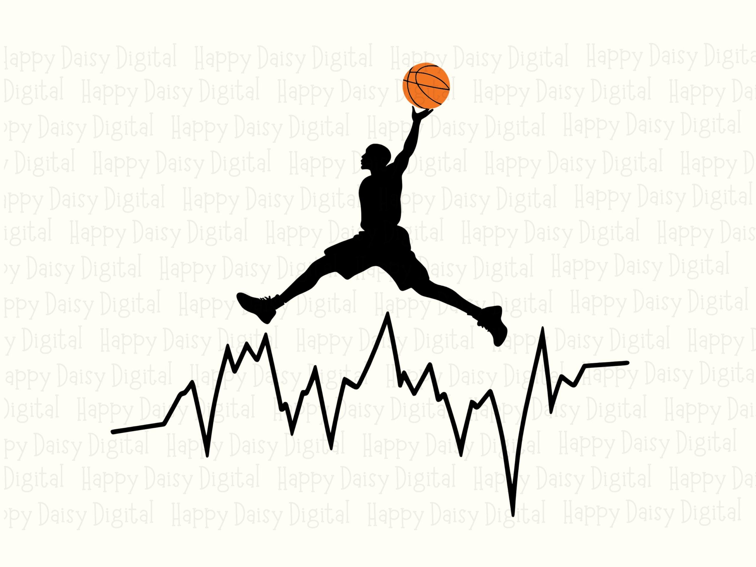 Jumpshot Heartbeat, Black Silhouette Basketball PNG & SVG | Orange Ball, Pulse Line, Commercial Use, 300DPI - Image 2
