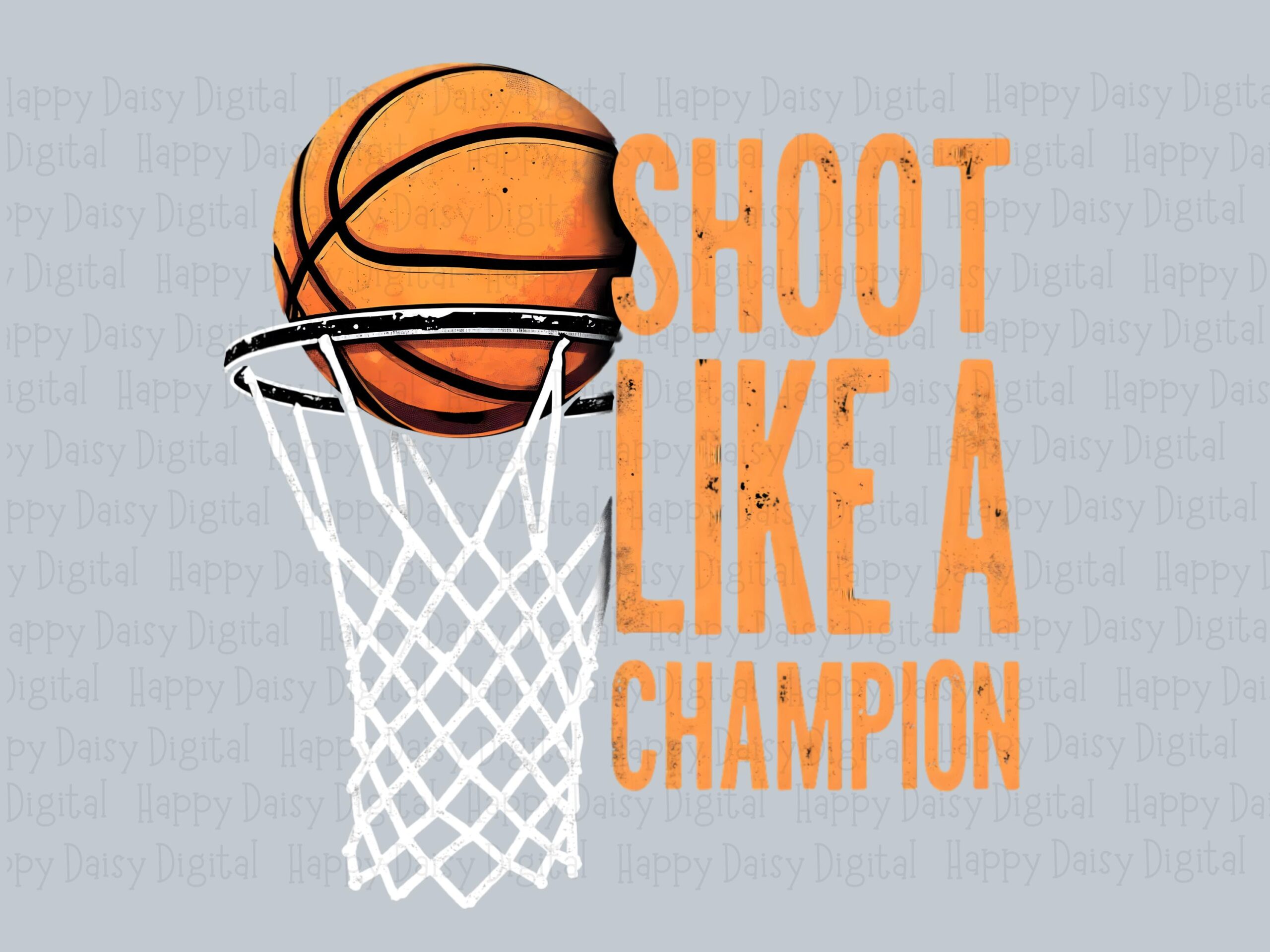 Shoot Champion, Basketball PNG Clipart | Sublimation Commercial Use | Hoop Graphic, Orange On Black, 300 DPI - Image 2