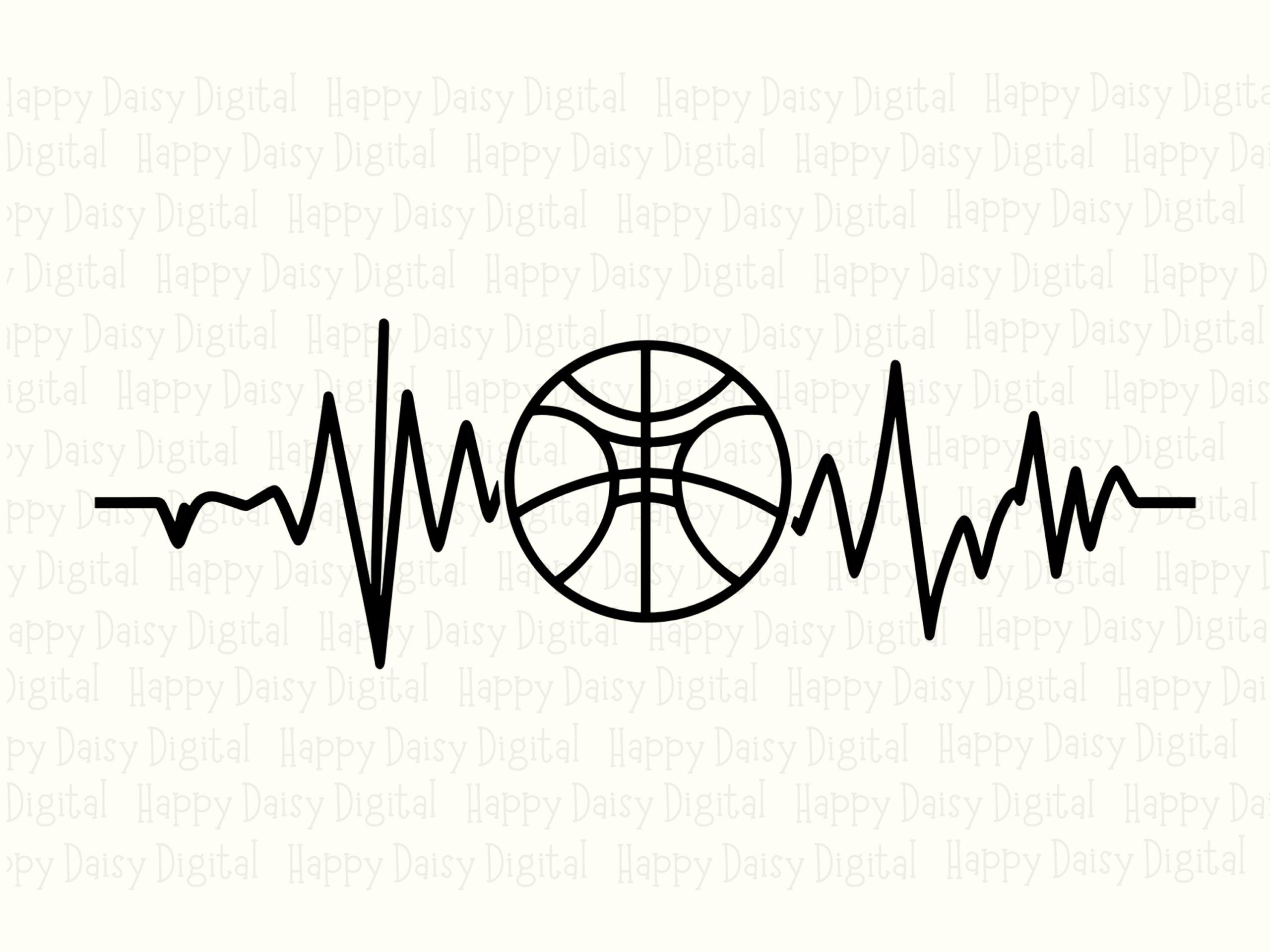 Heartbeat Basketball, Cursive Script PNG & SVG - Orange Pulse Heart, Sublimation Ready, Commercial License, 300 DPI - Image 2