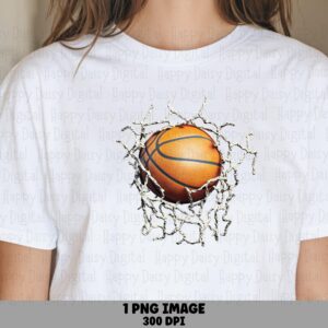 Torn Net, Realistic Basketball Burst PNG | Sublimation Commercial Use | 300 DPI, Transparent