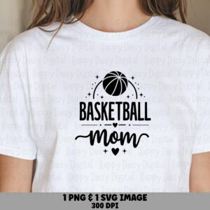 Basketball Mom, Starry Sparkle Design PNG SVG Bundle | Digital Files | Print-Ready 300 dpi, For POD Sellers